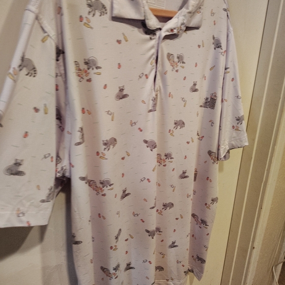 Waggle Men's Raccoon Trash Bandit Novelty Print Performance Golf Polo 2XL Travel - Picture 4 of 7